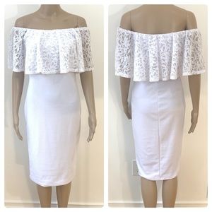 New Women Off the Shoulder Lace Overlay Dress Size Large